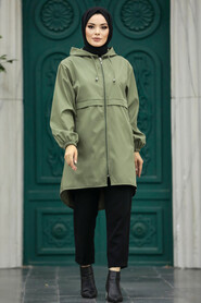 Neva Style - Khaki Muslim Coat 5957HK - Thumbnail