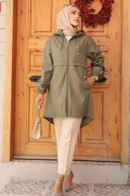  Khaki Muslim Coat 5957HK - 3