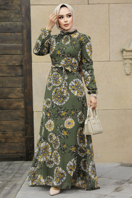  Khaki Muslim Dress 279320HK - NEVA STYLE