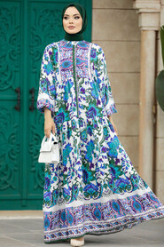 Neva Style - Khaki Muslim Dress 50622HK - Thumbnail