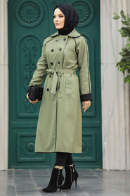  Khaki Muslim Trench Coat 5371HK - 1