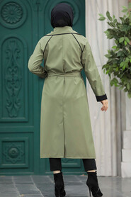  Khaki Muslim Trench Coat 5371HK - 4