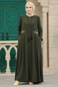  Khaki Muslim Turkish Abaya 619HK - 1