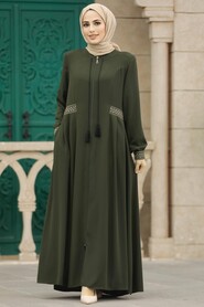  Khaki Muslim Turkish Abaya 619HK - 2