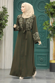  Khaki Plus Size Abaya 90301HK - 2