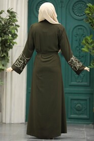  Khaki Plus Size Abaya 90301HK - 3