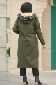  Khaki Plus Size Parka Coat 60652HK - 5