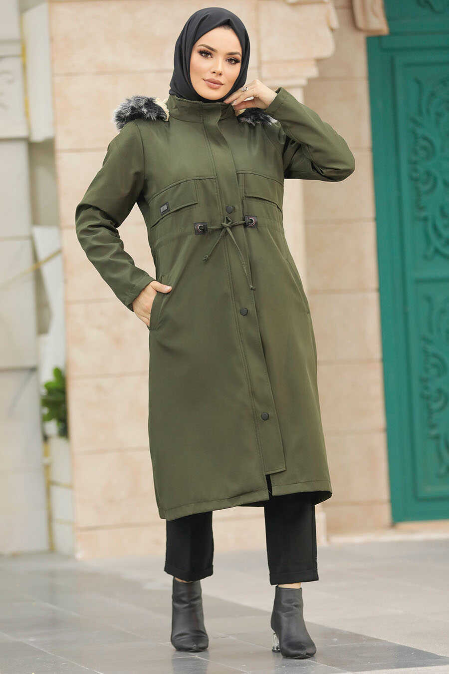 Neva Style - Khaki Plus Size Parka Coat 60652HK