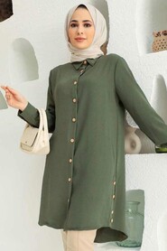  Khaki Plus Size Tunic 1148HK - 1
