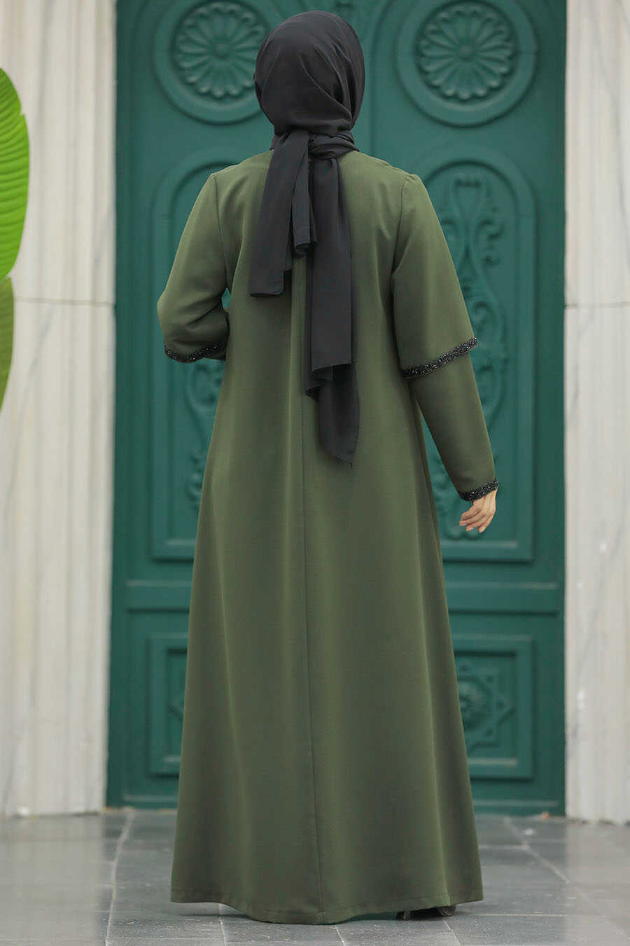 Neva Style - Khaki Plus Size Turkish Abaya 10091HK