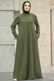  Khaki Plus Size Turkish Abaya 1098HK - 1