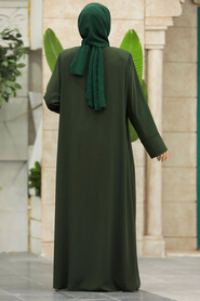  Khaki Plus Size Turkish Abaya 62537HK - 4