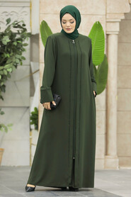 Khaki Plus Size Turkish Abaya 62537HK - 2