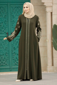  Khaki Women Abaya 90201HK - 1
