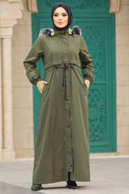 Neva Style - Khaki Women Parka Coat 60506HK - Thumbnail