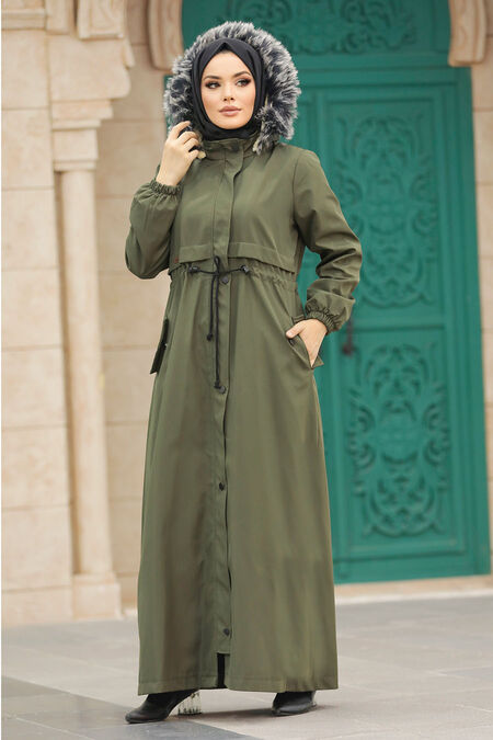  Khaki Women Parka Coat 60506HK - NEVA STYLE