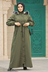 Neva Style - Khaki Women Parka Coat 60506HK - Thumbnail