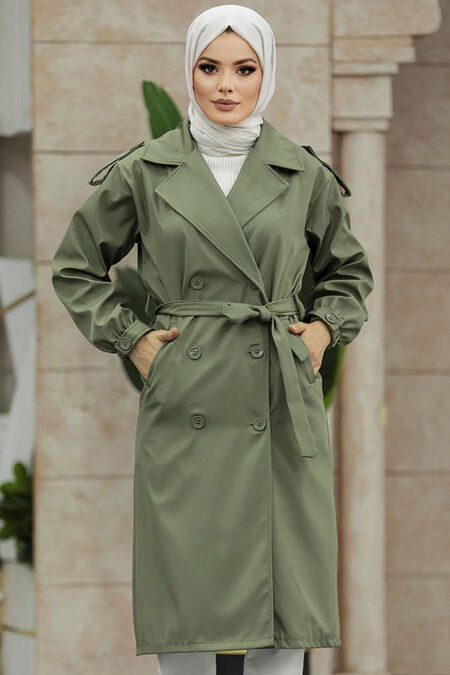  Khaki Women Trench Coat 647HK - NEVA STYLE
