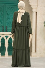  Khaki Women Turkish Abaya 615HK - 3