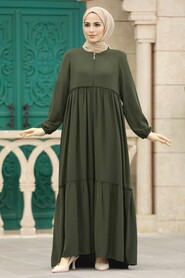  Khaki Women Turkish Abaya 615HK - 2