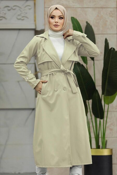  Light Khaki High Quality Trench Coat 6103AHK - NEVA STYLE