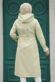  Light Khaki Hijab Turkish Trench Coat 613AHK - 4