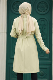  Light Khaki Islamic Clothing Trench Coat 59371AHK - 4