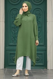  Light Khaki Islamic Clothing Tunic 615AHK - NEVA STYLE