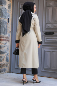  Light Khaki Muslim Trench Coat 5371AHK - 4