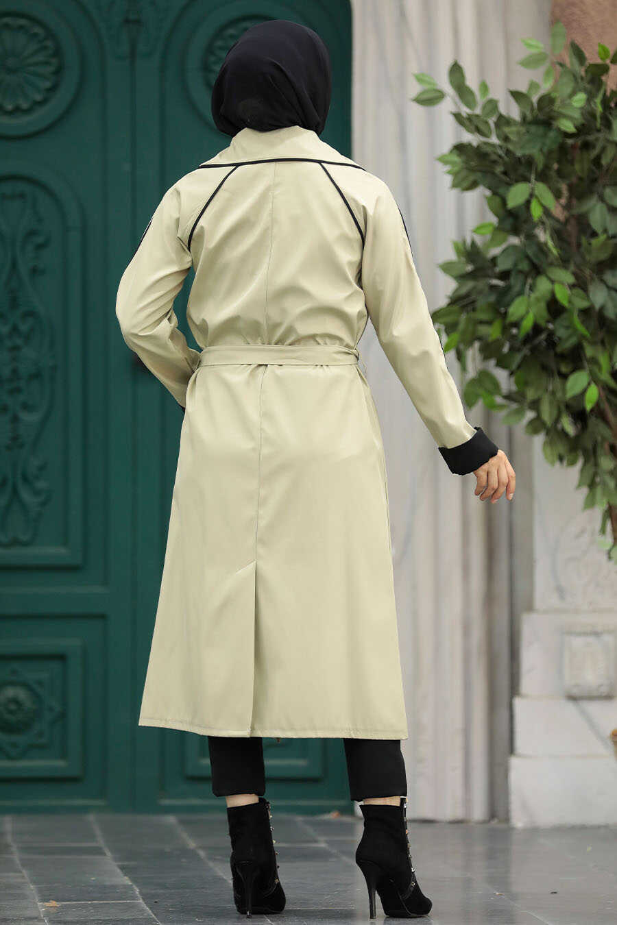 Neva Style - Light Khaki Muslim Trench Coat 5371AHK