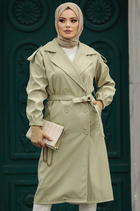  Light Khaki Women Trench Coat 647AHK - NEVA STYLE
