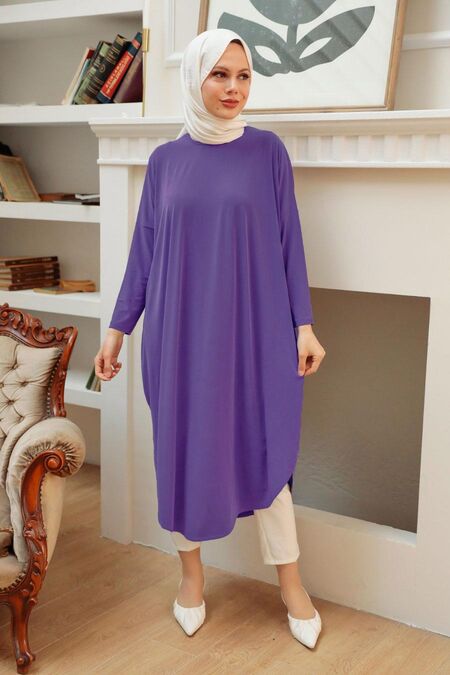  Light Purple Long Sleeve Tunic 17350AMOR - NEVA STYLE
