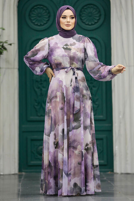  Lila Hijab For Women Dress 33095LILA - NEVA STYLE