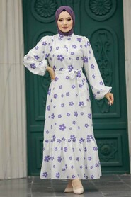 Neva Style - Lila Hijab For Women Dress 13461LILA - Thumbnail