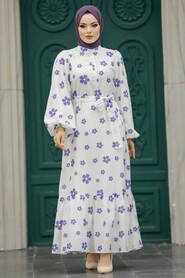 Neva Style - Lila Hijab For Women Dress 13461LILA - Thumbnail