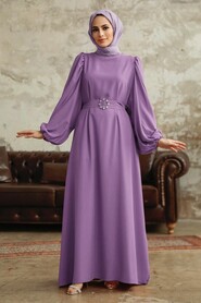  Lila Hijab Turkish Dress 5866LILA - NEVA STYLE