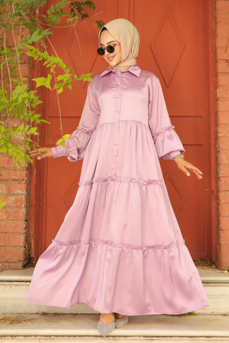  Lila Hijab Turkish Dress 5884LILA - NEVA STYLE