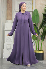  Lila Long Sleeve Turkısh Abaya 20021LILA - 1