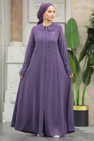  Lila Long Sleeve Turkısh Abaya 20021LILA - 2