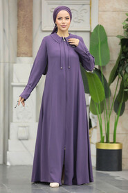  Lila Long Sleeve Turkısh Abaya 20021LILA - 3