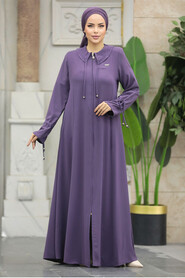  Lila Long Sleeve Turkısh Abaya 20021LILA - 5