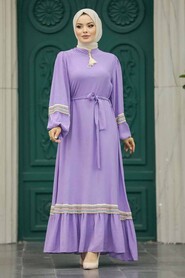  Lila Muslim Long Dress Style 13491LILA - 1