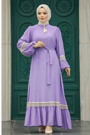  Lila Muslim Long Dress Style 13491LILA - 2