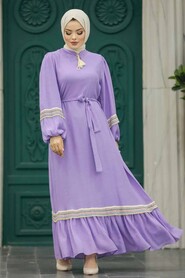  Lila Muslim Long Dress Style 13491LILA - 3