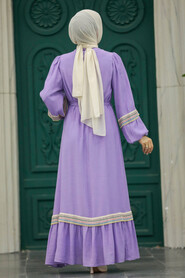  Lila Muslim Long Dress Style 13491LILA - 4