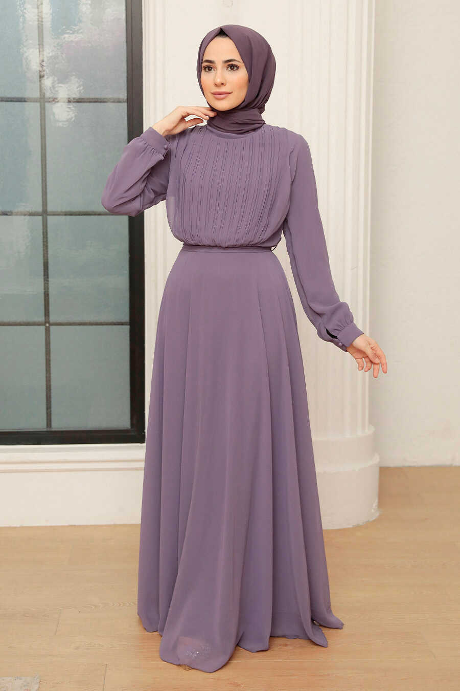 Lila Turkish Hijab Evening Gown 3371LILA - Neva-style.com