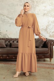  Long Biscuit Hijab Dress 5972BS - NEVA STYLE