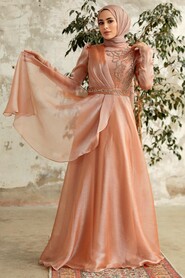  Long Biscuit Hijab Engagement Dress 3824BS - 2