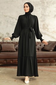  Long Black Hijab Dress 5972S - 2