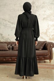  Long Black Hijab Dress 5972S - 4